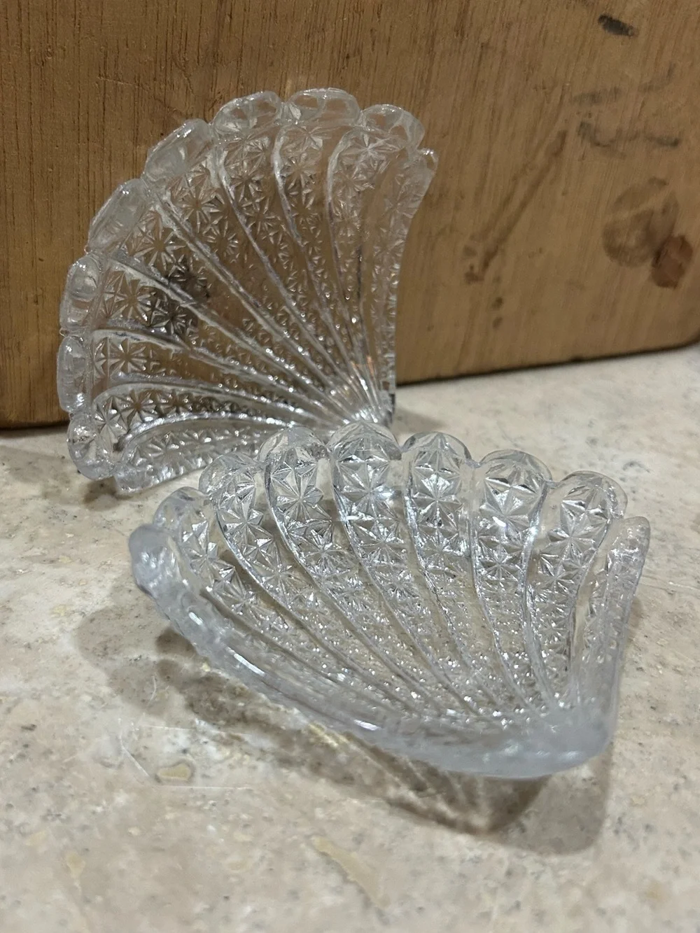 2 Antique EAPG Windsor Glass Shell Shaped Butter Pat Dishes
